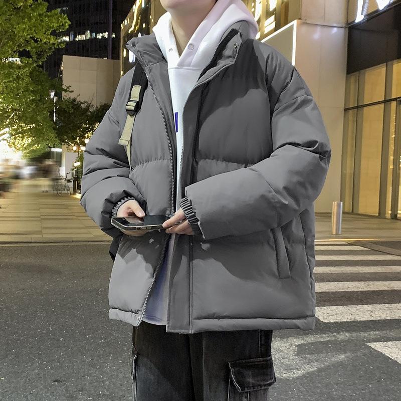 Big Size Cotton Clothing Men and Women Paragraph Winter Thickened Bread Clothing Stand-up Collar Cotton Jacket Loose Thickened Cotton Coat Men
