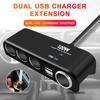 Car 4 Way Cigarette Power Socket Splitter 120w Dual USB Charging Extension Adapter
