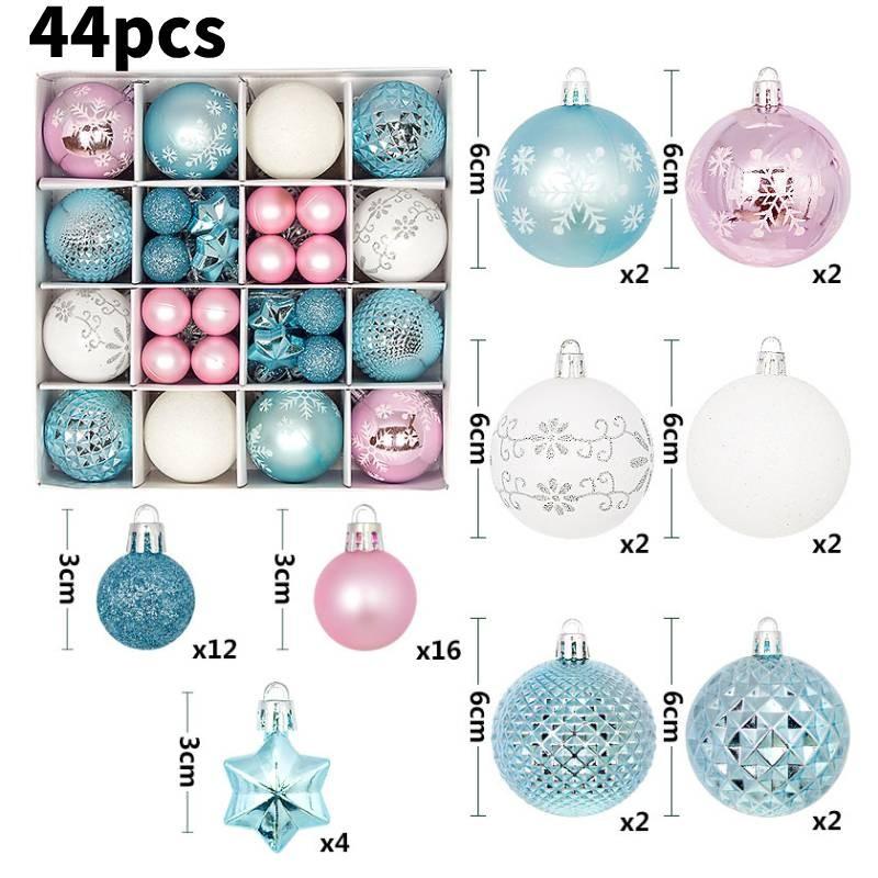 Charming 44 Piece Decorative Christmas Balls In Unique Shapes For Elegant Holiday Display