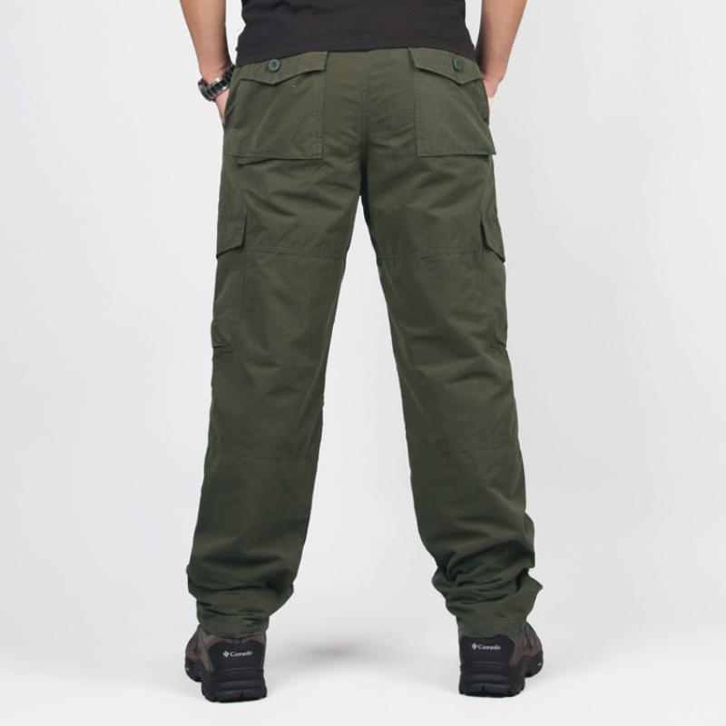Thick Fleece Warm Winter Pants Men Double Layer Multi Pockets Thermal Baggy Cargo Pants Men  Long Trousers Man