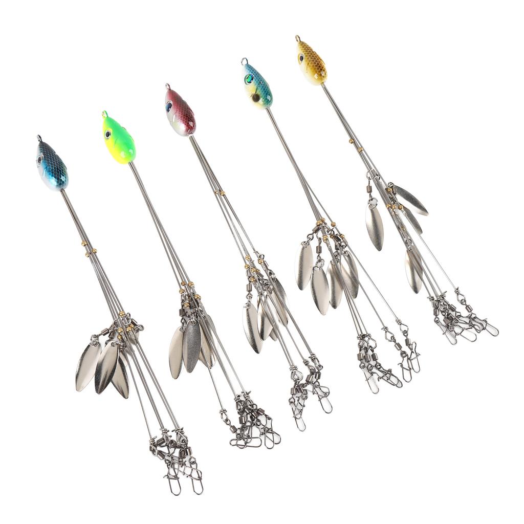 5 Pcs Fishing Rigs Lures Stainless Steel Rustproof High Flexibility Umbrella Fishing Rig Kit for Bass