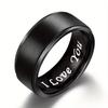 Stainless Steel Rings with "I LOVE YOU" Engraved Inside - Black/White Matching Promise Rings Valentine's Gift Jewelry