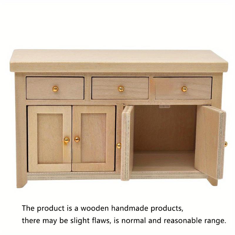 1/12 Scale Dollhouse Cabinet Living Room Miniature Birch Doll House Simulation Storage Cabinet DIY Accessories