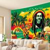 Jamaican Bob Marley Reggae Red Yellow Green Island Tapestry Wall Hanging Home Decor for Bedroom Living Room Dorm