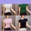 Oversized Green T Shirt With Embroidery And One Word Neck For Summer Casual Women