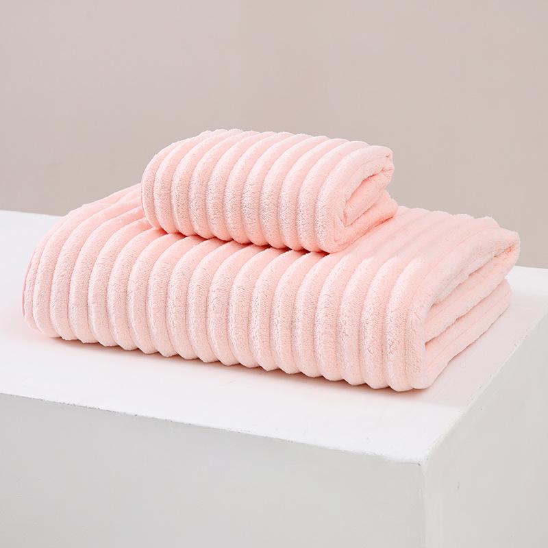 Bamboo Velvet Coral Fleece Bath Towel Set - Soft, Large, Thick, Absorbent, 3-Piece Adult Collection