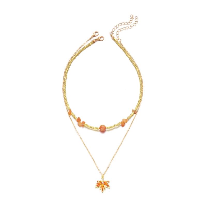 

Alloy Maple Red Necklace with Rhinestones Beads and Decorative Gravel Lightweight Construction for Daily Use Gift 1