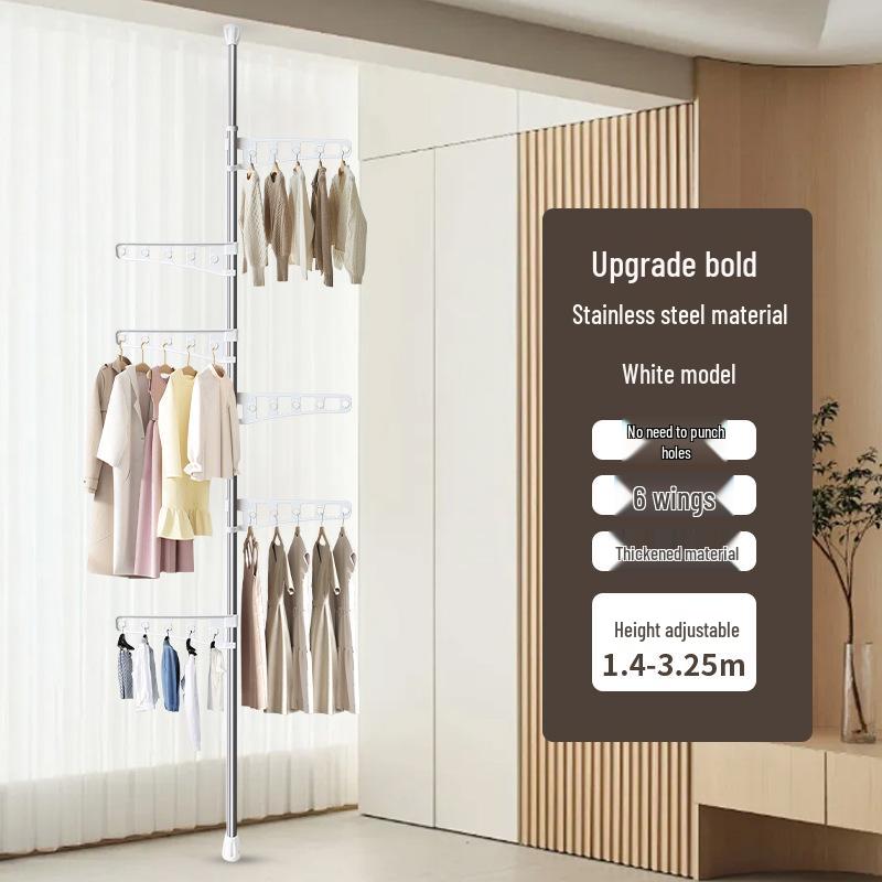 Indoor Retractable Floor-to-Ceiling Clothes Rack for Bedroom and Balcony
