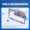 Watercolor Purple And Pink Hibiscus Flowers License Plate Frame License Plate Stainless Steel Parts Colorful License Plate Decorative With Screws