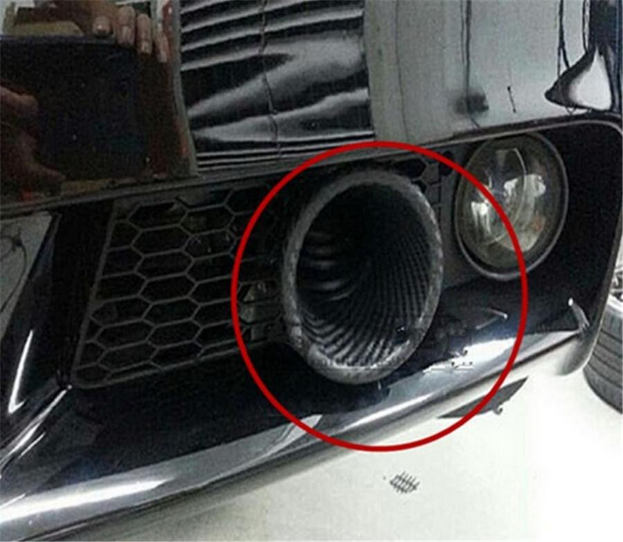 Universal Car SUV Front Bumper Turbo Air Intake Pipe Turbine Inlet Pipe Air Funnel Kits Carbon Fiber Color