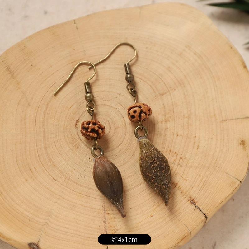 Original Design Traditional Chinese Medicine Plant Earrings Retro Literature Natural Fruit Handmade Long Earrings Women