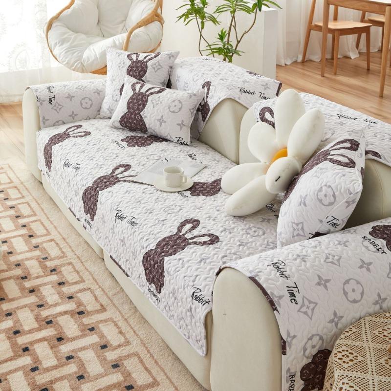 Pure Cotton Ins Style Fabric Non-Slip Sofa Cushion Four Seasons Universal Simple Sofa Cover Cover Backrest Cushion Cover Cloth
