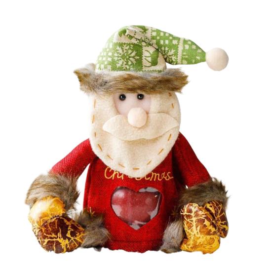 Christmas Apples Gift Bag Zipper Holiday Gift Pouch with Santa & Snowman Print Reusable Packaging for Candy Toys And Presents