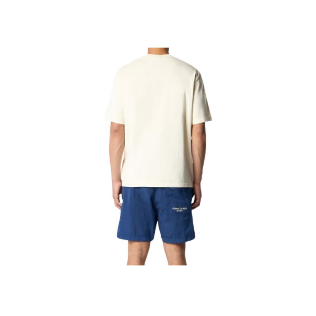 Stone Island Letter Print Pattern Crew Neck Short Sleeve T-Shirt Men Tops Beige K1S152100024S00X9-V0093