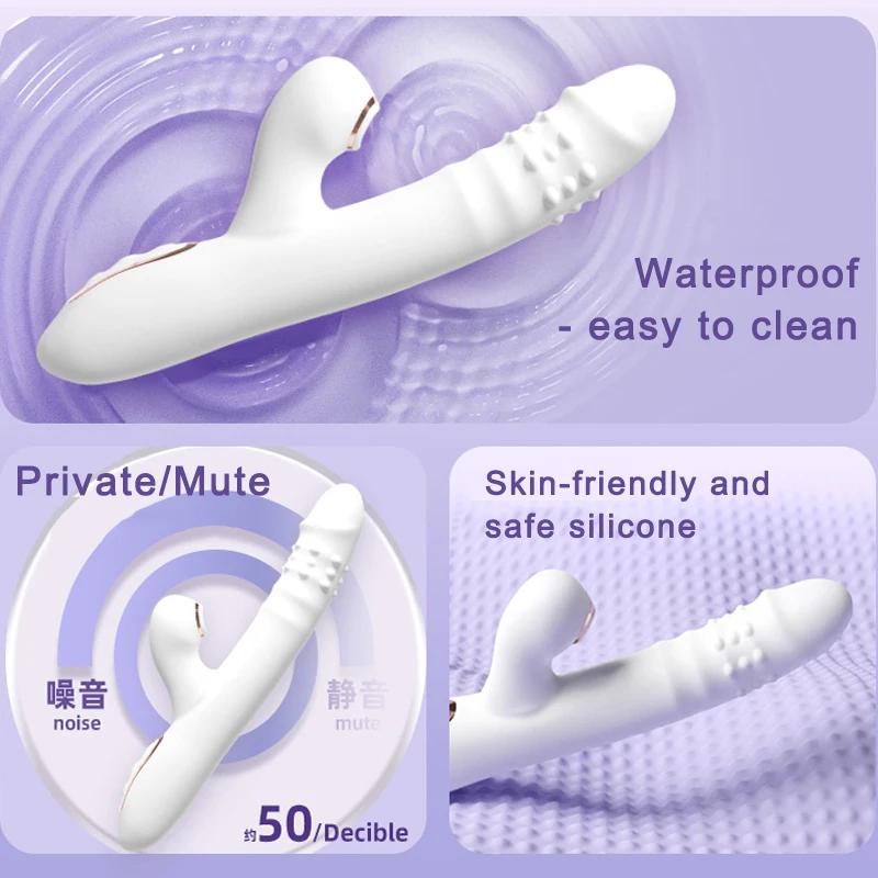 Vibrator Thrusting Dildo with Multiple Vibration/sucking Modes, Multifunctional Waterproof Sex Toys Thrusting, with Licking