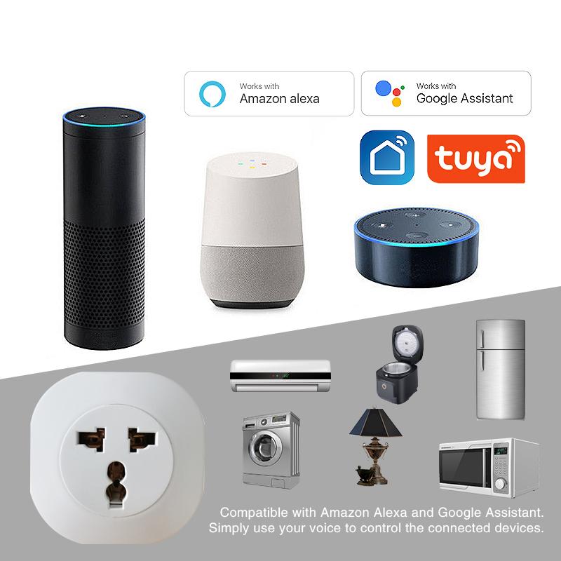 Multi-function Tuya Wifi Smart Socket App Control Support Google Alexa Voice Plug Timing Power Outlet For Home House