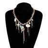 Trendy Ocean Inspired Tassels Shell Pendant Necklace Lightweight Alloy Layering Chain Casual Beach Neck Jewelry