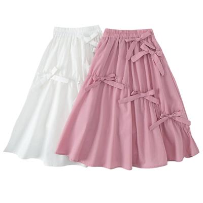 Kid Skirts For Girls Four Seasons Children's Clothing Fashion Girl Pleated Bow Skirts Pink Black White Clothes 3-12Year
