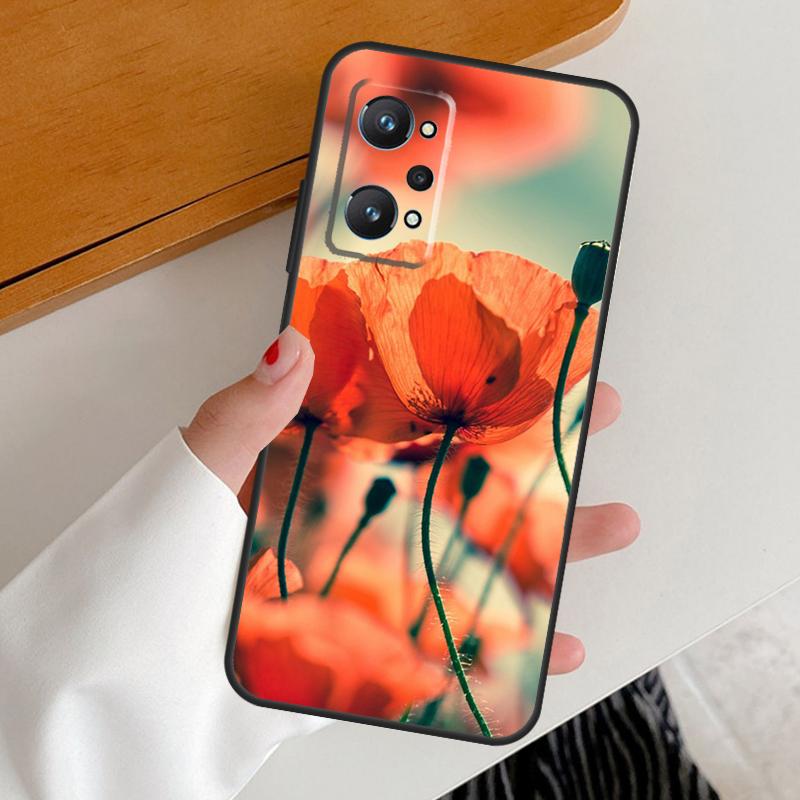 Red Corn Poppy Flower For Realme 15 Pro GT7 GT6 10 11 12 13 14 Pro Plus C67 C63 C61 C55 C51 C53 C35 C75 C65 Case