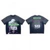 Herren locker geschnittenes Baumwoll-T-Shirt mit kreativem Buchstabenaufdruck lässiges Kurzarm-T-Shirt Herbst