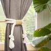 Curtain Tie Backs, Natural Cotton Linen Rope Drapery Holdbacks Curtain Accessories for Rustic Home,No Drilling Install