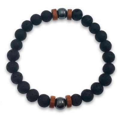 [R2139] - Designer-Armband 'Mineralia' Hämatit-Lavastein - 8 mm