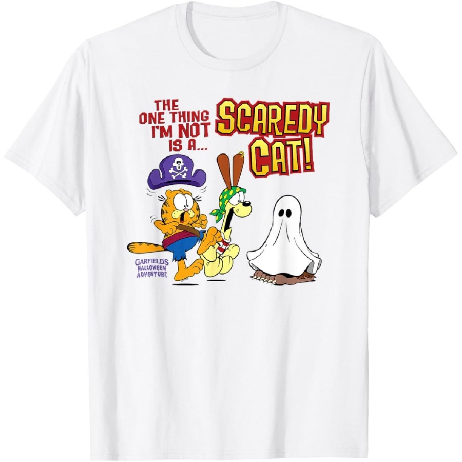 Garfield Not A Scaredy Cat! Halloween Cartoon Cat T-Shirt S