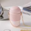 High Value Ceramic Imitation Thermos Cup for Girls Creative Shoulder Hanging Water Cup Outdoor Cute Mug with Lid Portable