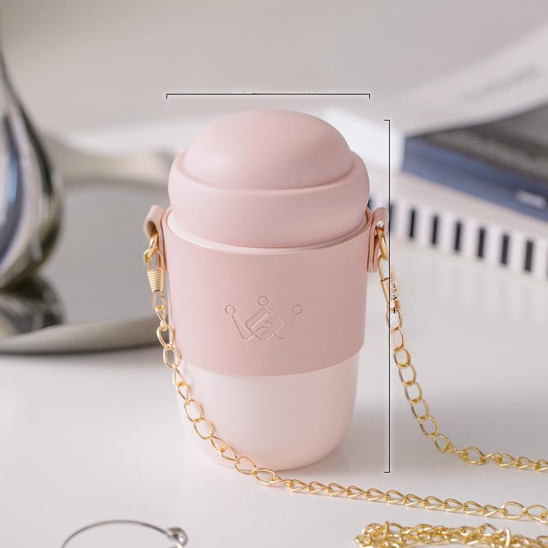 High Value Ceramic Imitation Thermos Cup for Girls Creative Shoulder Hanging Water Cup Outdoor Cute Mug with Lid Portable