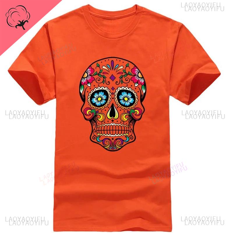 Summer New Arrival Hipster Street Style Loose Cool Skull Printed Loose Short Sleeve for Men Harajuku Mens Oneck Fashion Tee