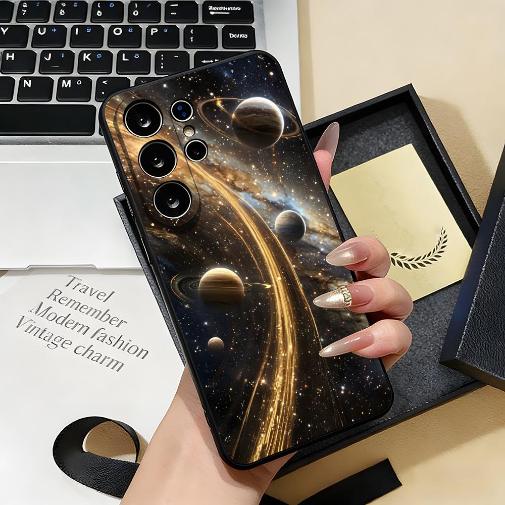 Space Planet Phone Case For Samsung S26 S25 S24 FE S23 S22 S21 Plus S20 Ultra Note20Ultra Black Soft Shell