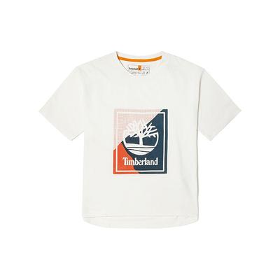 Timberland Letter Pattern Printed Round Neck Short Sleeve T-Shirt Women Tops Vintage-White A41TR-CM9