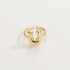 Adjustable Open Ring In 18K Gold Plated Copper With Q-Style Alphabet Letter Design Men Women