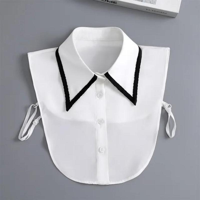 New Women White Lace Fake Collar Vintage Shirt Detachable Collar Front Tie Men Lapel Blouse Top Sweater Cotton False Collars