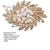 Solid Metal Brooch Flower Branch Brooch, Retro Leaf Design Lapel Pin with Faux Sturdy Jewelry Pearls, Electroplating Anti-Oxidation Badge for