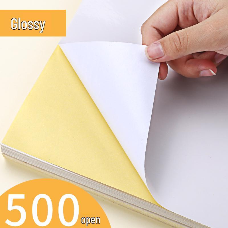 A4 Self-Adhesive Printing Paper: 500 Sheets of Glossy, Matte, and Kraft White Label Stickers