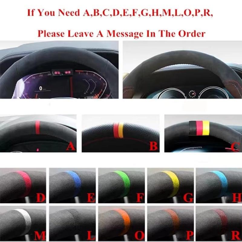 Car Steering Wheel Cover For Tesla Model 3 2015- Model Y - Ized Hand-stitched Suede Leather Car Accessories