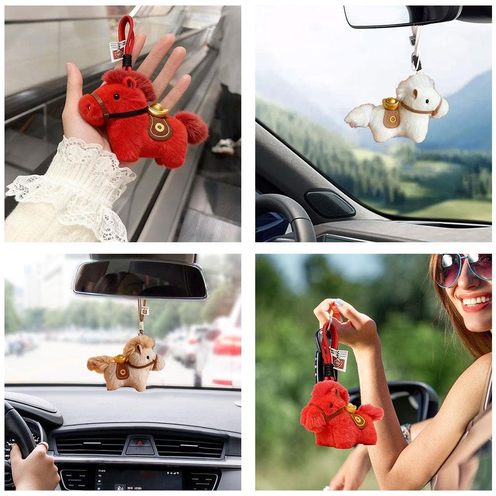 Shnmersy Zodiac Horse Plush Toy Plush Keychain with Lanyard Amulet Horse Cute Animal Pendant Original War Horse Year of the Horse Decoration Kids