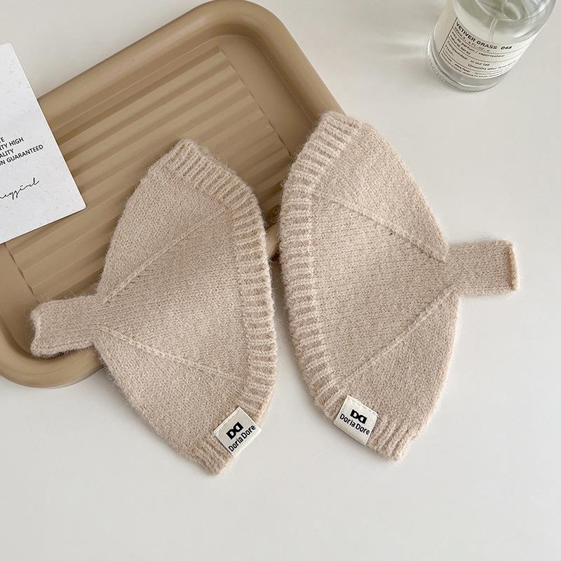 Novo Estilo de Inverno Estilo Concha Cor Sólida Luvas Tricotadas para Estudantes e Mulheres Quentes e Versáteis Dedos Expostos Mangas de Personalidade