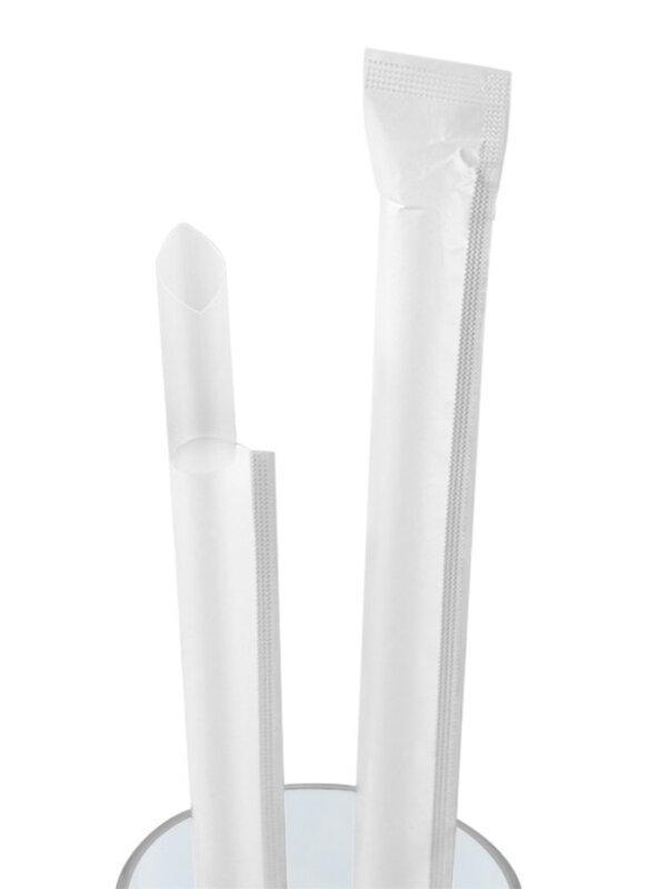 ZISIZ 1000-Count Individually Kraft Paper Wrapped Disposable Plastic Straws