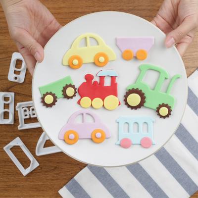 Fondant Kuchen Dekoration Keks Prägeform Karikatur Auto Traktor Zug Form Keks Gebäck Stempel Handpresse Für Backwerkzeuge