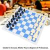 Chess Game Set Plastic 32 Chess Pieces Chessmen with 13.8 Inch PU Leather Blue White Chessboard for Home Travel