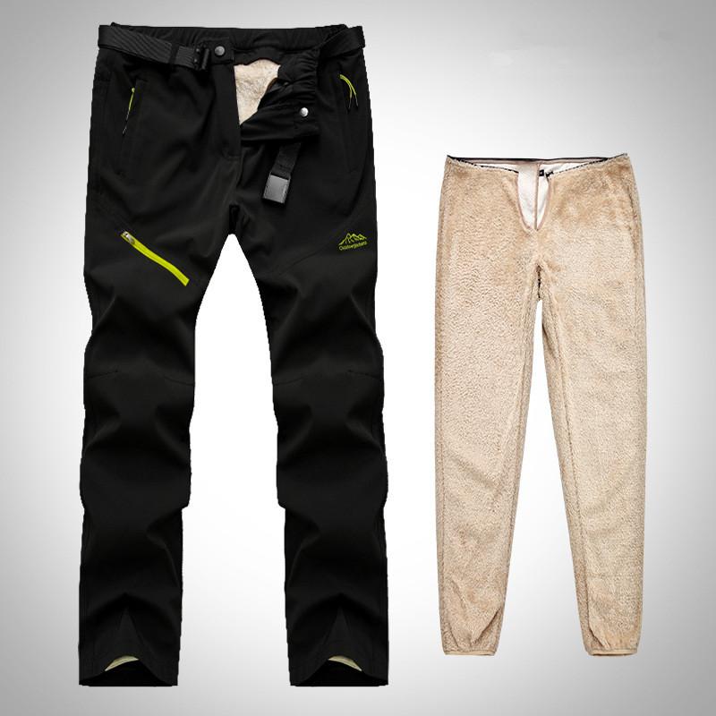 

Зимние Толстые Теплые Уличные Брюки Мужские Тактические Водонепроницаемые Длинные Брюки Трекинговые Походные Брюки Съемная Меховая Подкладка Бархат Внутри M чёрный
