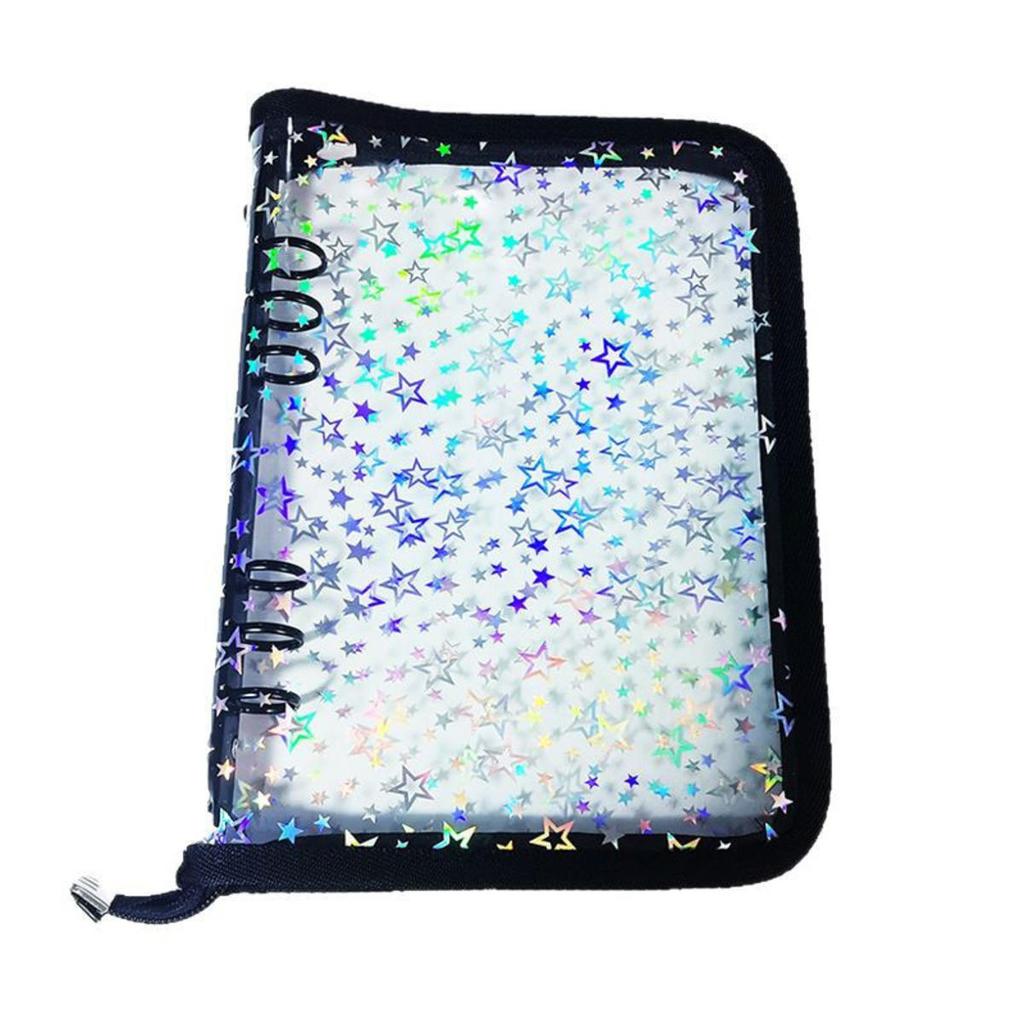 A5 Laser Star Zipper Binder Collect Book Refill Organizer DIY Journal Diary Transparent Kpop Idol Photo Album Kawaii Stationery
