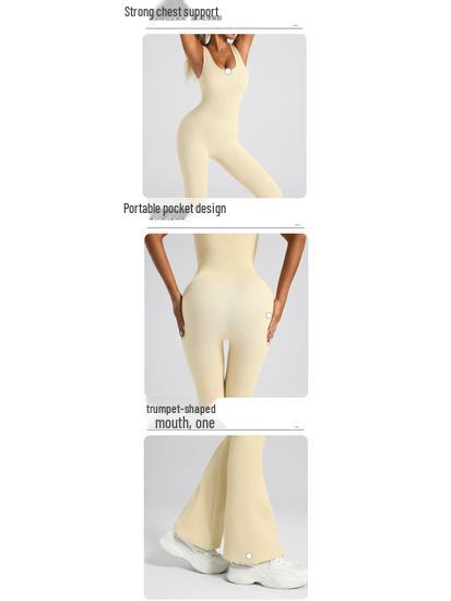 Women's High-Elastic Seamless Flare Jumpsuit - Quick-Drying Fitness Bodysuit