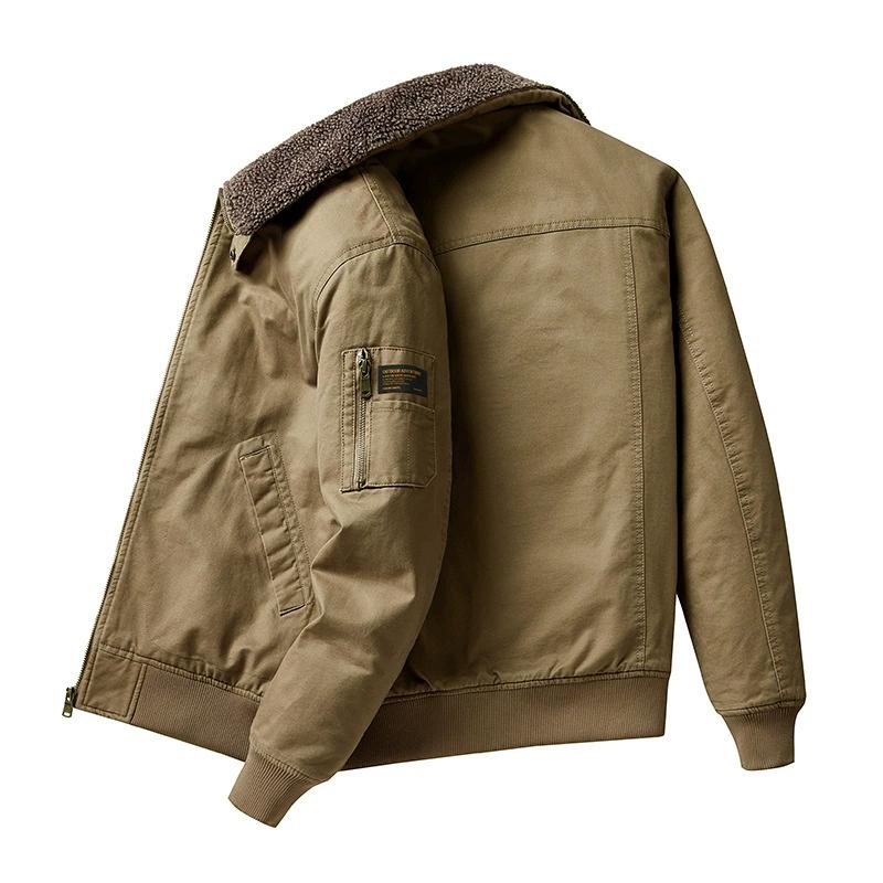 Autumn and Winter Thickened Warm Windbreaker Men's Pilot Jacket Wool Jacket Men's Autumn Winter Thick Warm Bomber Jacket Coats