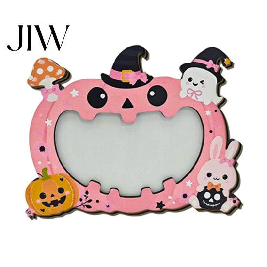 Customizable Picture Holder Halloween Wooden Photo Frame, Pumpkin Ghost Cat Cutout Holiday Portrait Frame Holder, Double-sided Tabletop Decor for Home