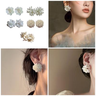 Fashionable Ear Jewelry Sweet Ear Studs Stylish Ear Pin Beautiful ABS Flower Earrings Beaded Earrings for Unique Styles