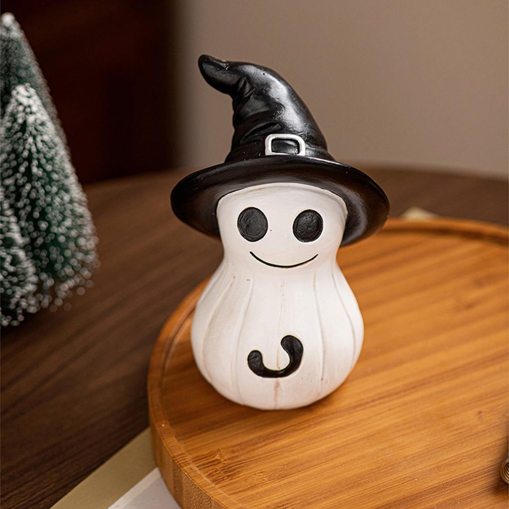 Halloween Spooky Creative Resin Ornaments Cute Style Smiling Crafts Festival Decoration Ornaments Resin Halloween Pumpkin Statue Miniature And Pumpkin