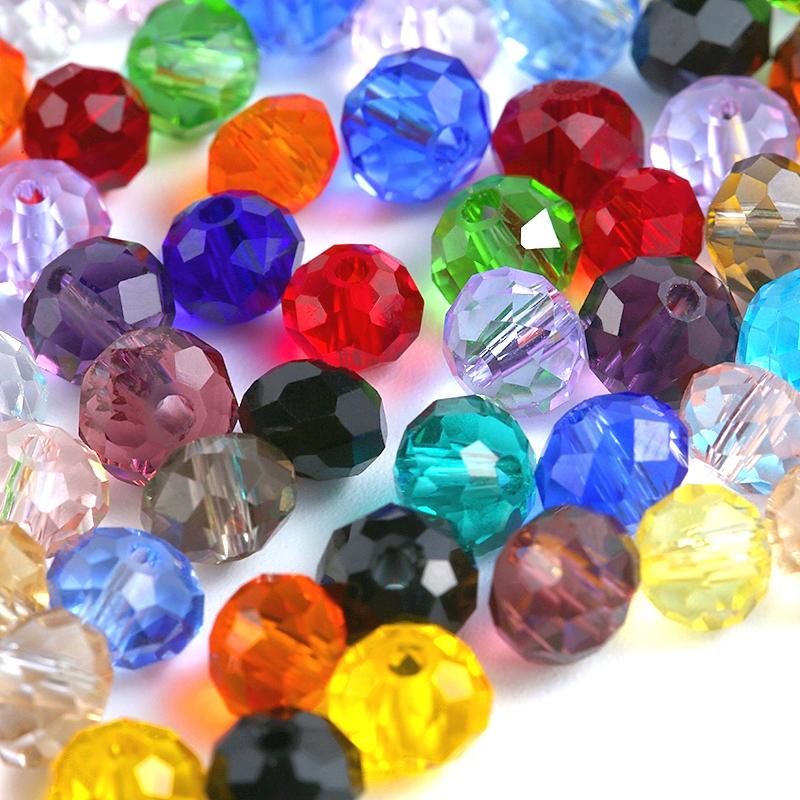 Big Sale 6-8mm Crystal Round Beads Colorful Charms Glass Loose Beads for Jewelry Making Necklace Bracelet Accessories